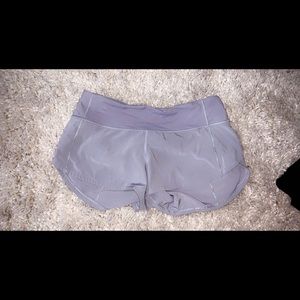 lululemon light purple speed up shorts 2.5”